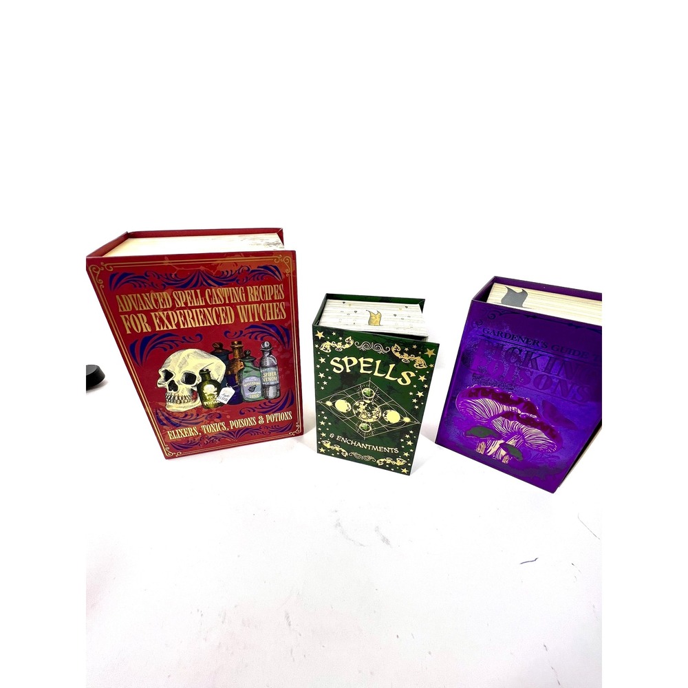 Halloween Decorative Book Box Set 3pc Spells Poisons Enchantments Gothic Decor